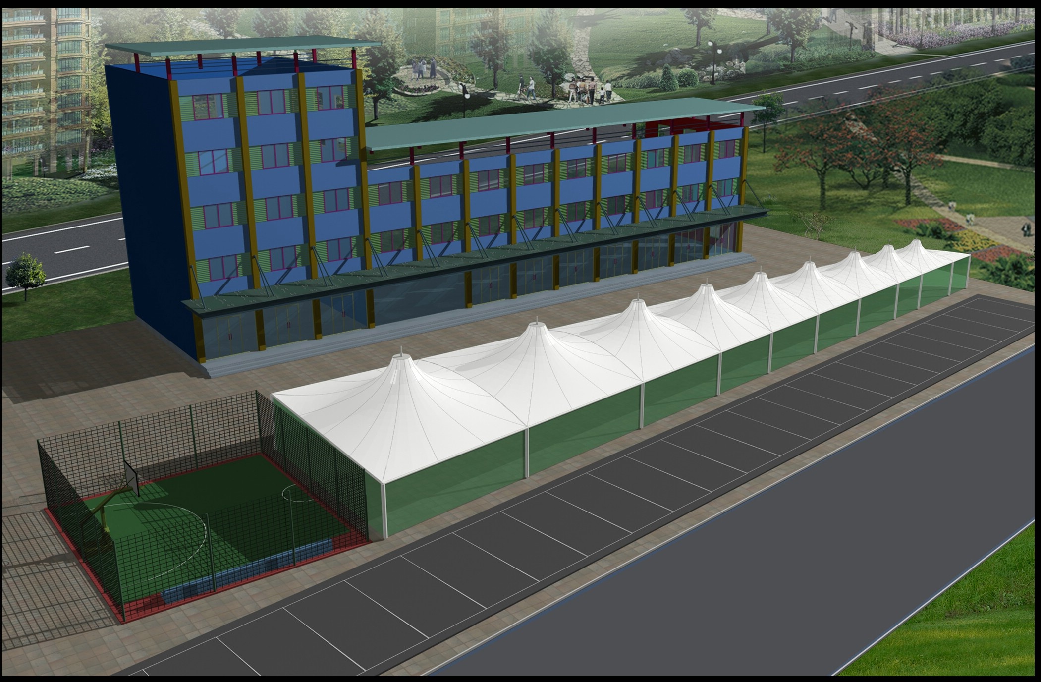 膜结构汽车棚工程-2