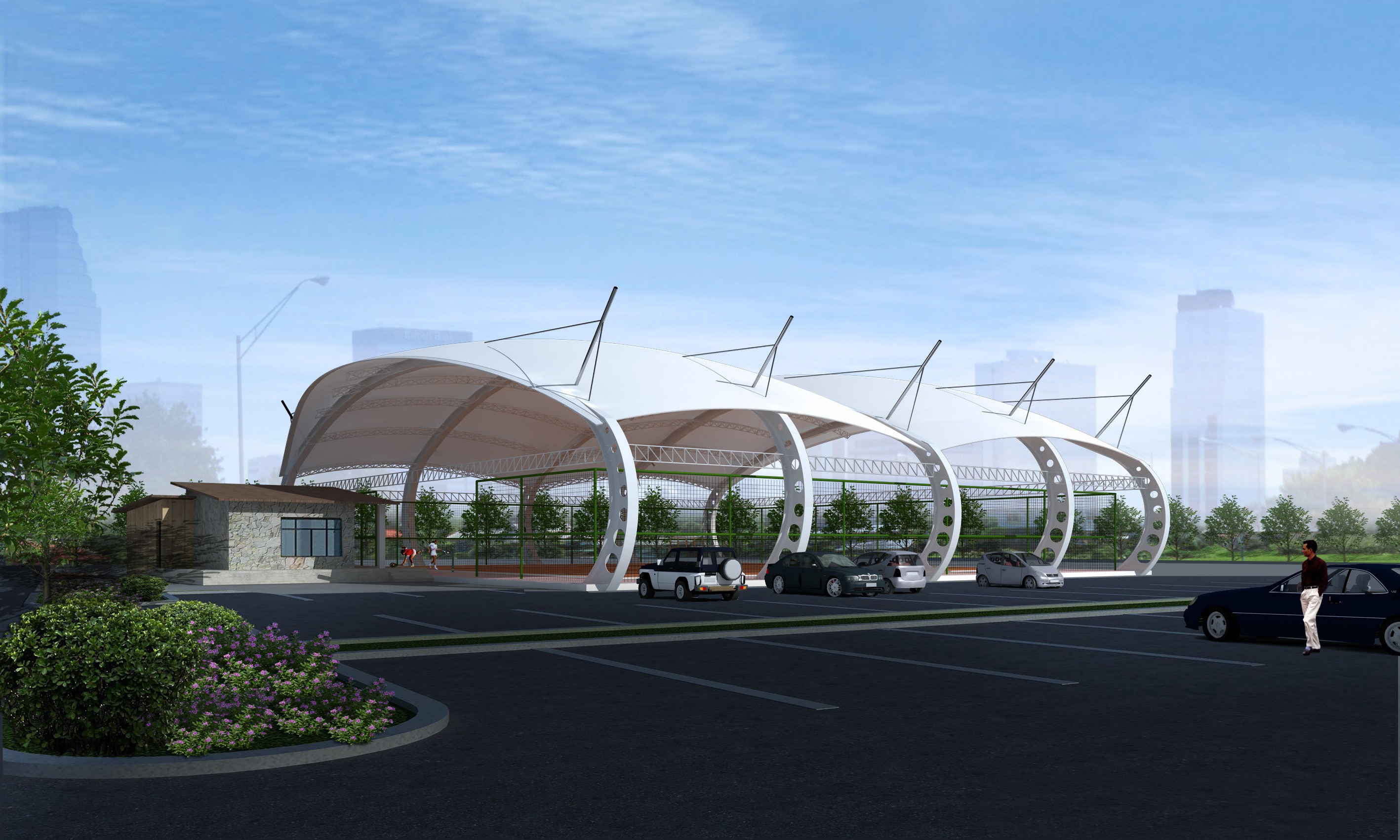 羽毛球场电动伸缩雨棚-2